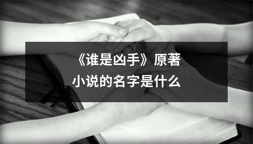《谁是凶手》原著小说的名字是什么