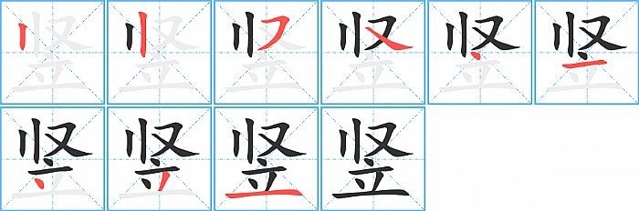 竖的笔顺分步演示图